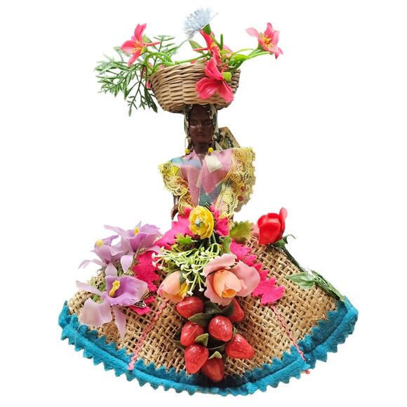 2 Handmade Dolls Jamaican Rag & Tropical Calypso Queen Doll Islands Folk Art - Picture 3 of 9